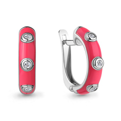Серьги из серебра Aquamarine 49880А, фианит/эмаль
