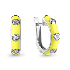 Серьги из серебра Aquamarine 49881А, фианит/эмаль