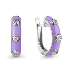 Серьги из серебра Aquamarine 49882А, фианит/эмаль