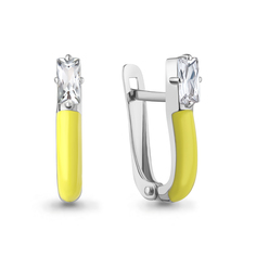 Серьги из серебра Aquamarine 49893, фианит/эмаль
