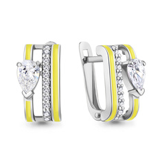 Серьги из серебра Aquamarine 49896А, фианит/эмаль