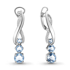 Серьги подвески из серебра с топазом/фианитом Aquamarine 4431605А