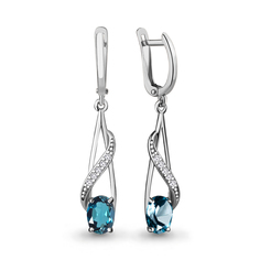 Серьги подвески из серебра с топазом/фианитом Aquamarine 4742508А