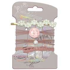 Набор аксессуаров для волос B&H резинки с заколкой розовые 4 шт