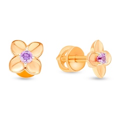 Серьги из красного золота 585Gold 4300136001, фианит