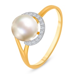 Кольцо из красного золота р. 18,5 585Gold 4300103851, жемчуг культивированный/фианит