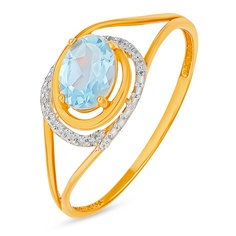Кольцо из красного золота р. 19,5 585Gold 4300111406, топаз/фианит