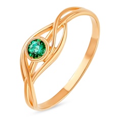 Кольцо из красного золота р. 17 585Gold 4300129742, изумруд искусственный