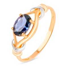 Кольцо из красного золота р. 17 585Gold 4300129839, сапфир искусственный
