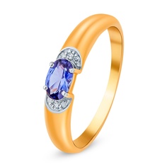 Кольцо из красного золота р. 17 585Gold 4300133116, сапфир искусственный/бриллиант