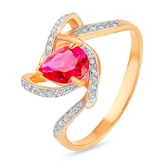 Кольцо из красного золота р. 17 585Gold 4300133147, рубин искусственный/бриллиант