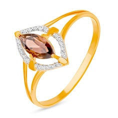 Кольцо из красного золота р. 16,5 585Gold 4300134695, раухтопаз/фианит