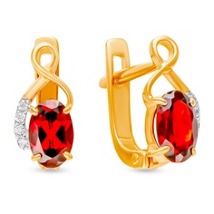 Серьги из красного золота 585Gold 4300137456, гранат/фианит
