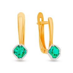 Серьги из красного золота 585Gold 4300137768, изумруд искусственный
