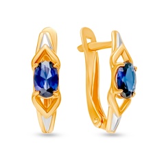 Серьги из красного золота 585Gold 4300137775, сапфир искусственный