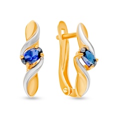 Серьги из красного золота 585Gold 4300137779, сапфир искусственный