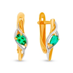 Серьги из красного золота 585Gold 4300137780, изумруд искусственный