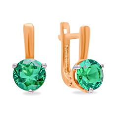 Серьги из красного золота 585Gold 4300137871, изумруд искусственный