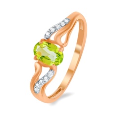 Кольцо из красного золота р. 16,5 585Gold 4300138476, хризолит/фианит