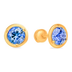 Серьги из красного золота 585Gold 4300139046, сапфир искусственный