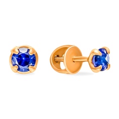 Серьги из красного золота 585Gold 4300139139, сапфир искусственный