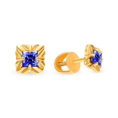 Серьги из красного золота 585Gold 4300139167, сапфир искусственный