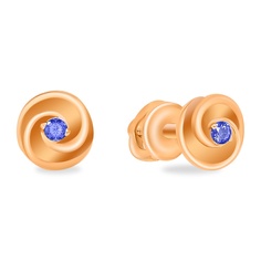 Серьги из красного золота 585Gold 4300139364, сапфир искусственный