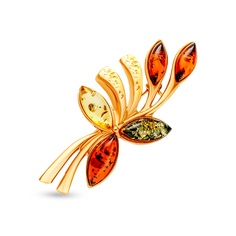 Брошь из серебра 585Gold 4100091220, янтарь