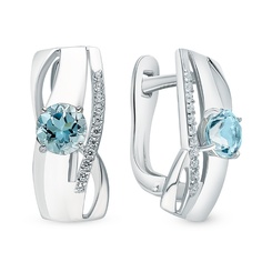 Серьги из серебра 585Gold 4100089469, топаз/фианит