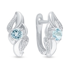 Серьги из серебра 585Gold 4100089436, топаз/фианит