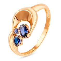 Кольцо из красного золота р. 17 585Gold 4300129733, сапфир искусственный