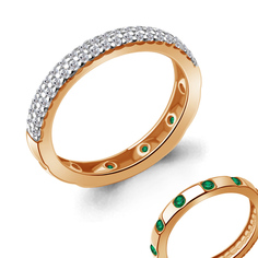 Кольцо из серебра р. 17,5 Aquamarine 67795АГ, фианит/изумруд искусственный