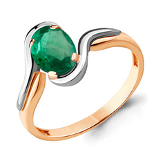 Кольцо из красного золота р. 18,5 Aquamarine 963597к, изумруд