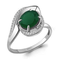 Кольцо из серебра р. 18,5 Aquamarine 6579009А, агат/фианит