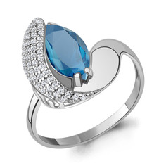 Кольцо из серебра р. 16,5 Aquamarine 6579393А, топаз искусственный/фианит