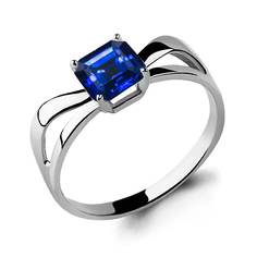 Кольцо из серебра с сапфиром искусственным р.19,5 Aquamarine 66476Н