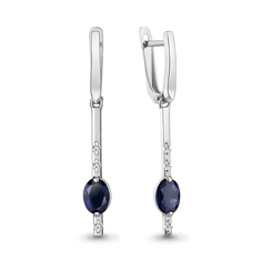 Серьги подвески из серебра с сапфиром искусственным/фианитом Aquamarine 49735АБ
