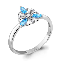 Кольцо из серебра р. 16,5 Aquamarine 6946205А, топаз/фианит