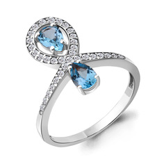 Кольцо из серебра р. 16,5 Aquamarine 6917705А, топаз/фианит