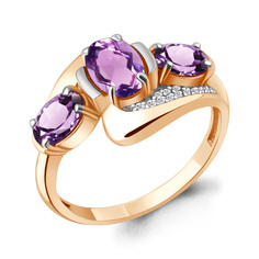 Кольцо из серебра р. 17,5 Aquamarine 6907204А, аметист/фианит