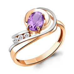 Кольцо из серебра р. 17 Aquamarine 6933004А, аметист/фианит