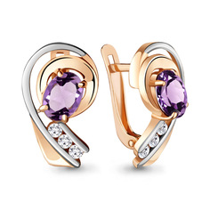 Серьги из серебра Aquamarine 4742304А, аметист/фианит