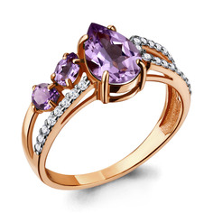 Кольцо из серебра р. 18,5 Aquamarine 6900304А, аметист/фианит