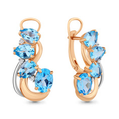 Серьги из серебра с топазом/фианитом Aquamarine 4706405