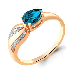 Кольцо из серебра р. 17,5 Aquamarine 6904105А, топаз/фианит