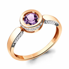 Кольцо из серебра р. 17,5 Aquamarine 6940804А, аметист/фианит