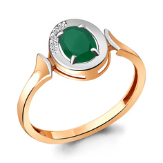 Кольцо из серебра р. 17,5 Aquamarine 6942109А, агат/фианит