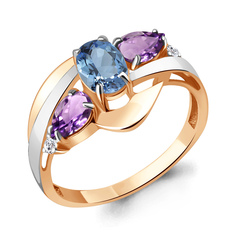 Кольцо из серебра р. 17,5 Aquamarine 6906830, топаз/аметист/фианит