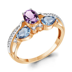 Кольцо из серебра р. 17,5 Aquamarine 6906630А, аметист/топаз/фианит