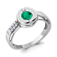 Кольцо из серебра р. 18 Aquamarine 66643АГ, фианит/изумруд искусственный